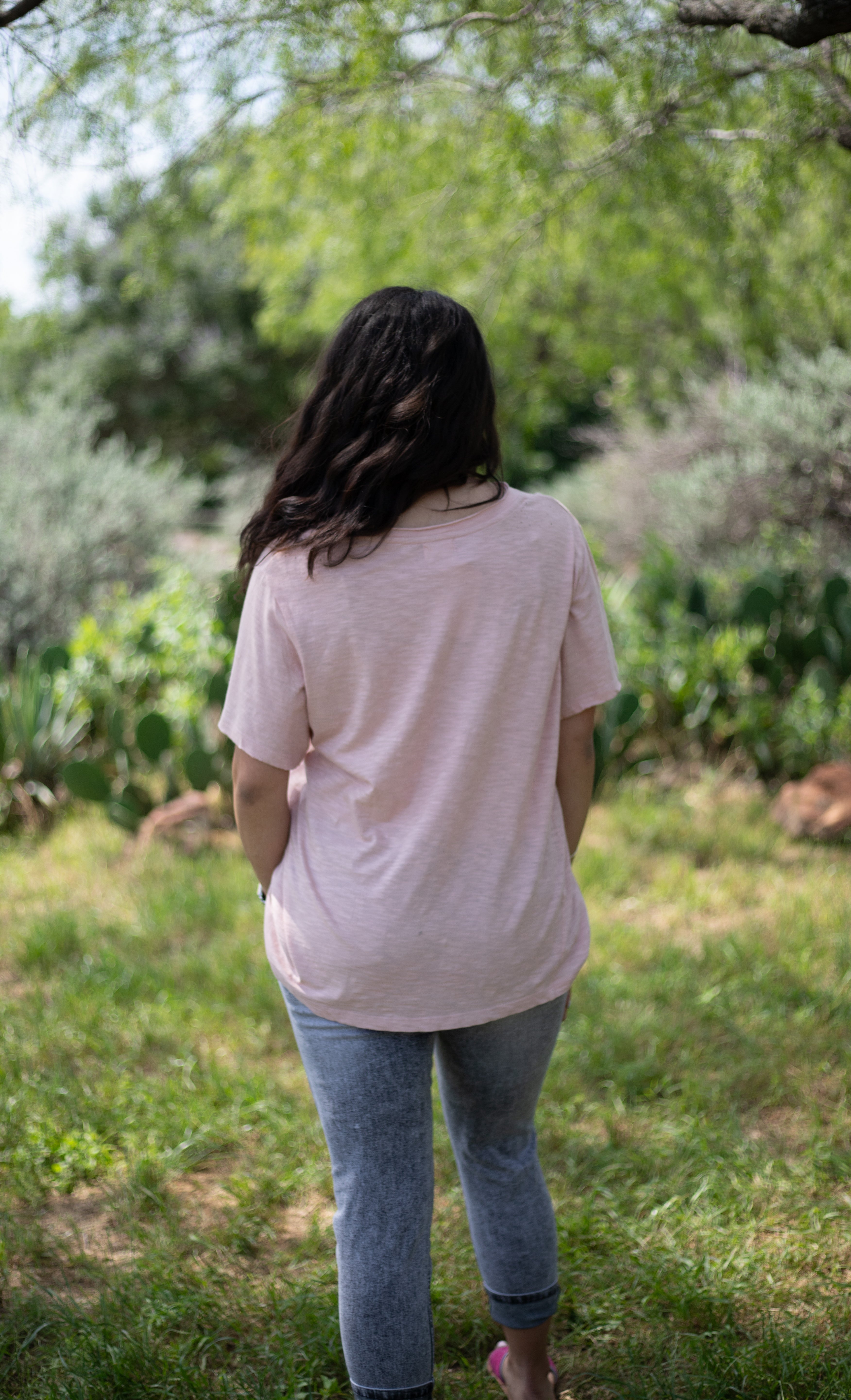 Basic Light Pink Short Sleeve Tee Back