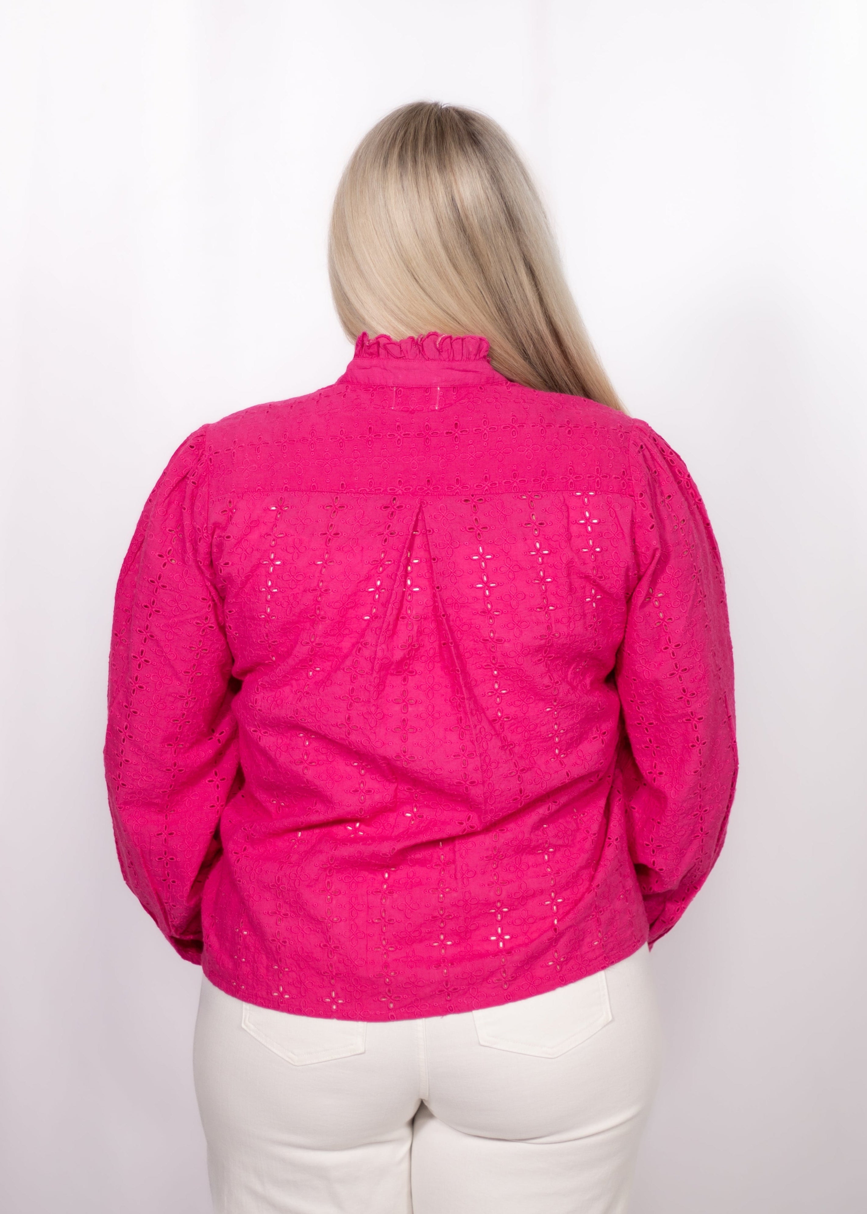 Back Kathleen Top pink lace eyelet top