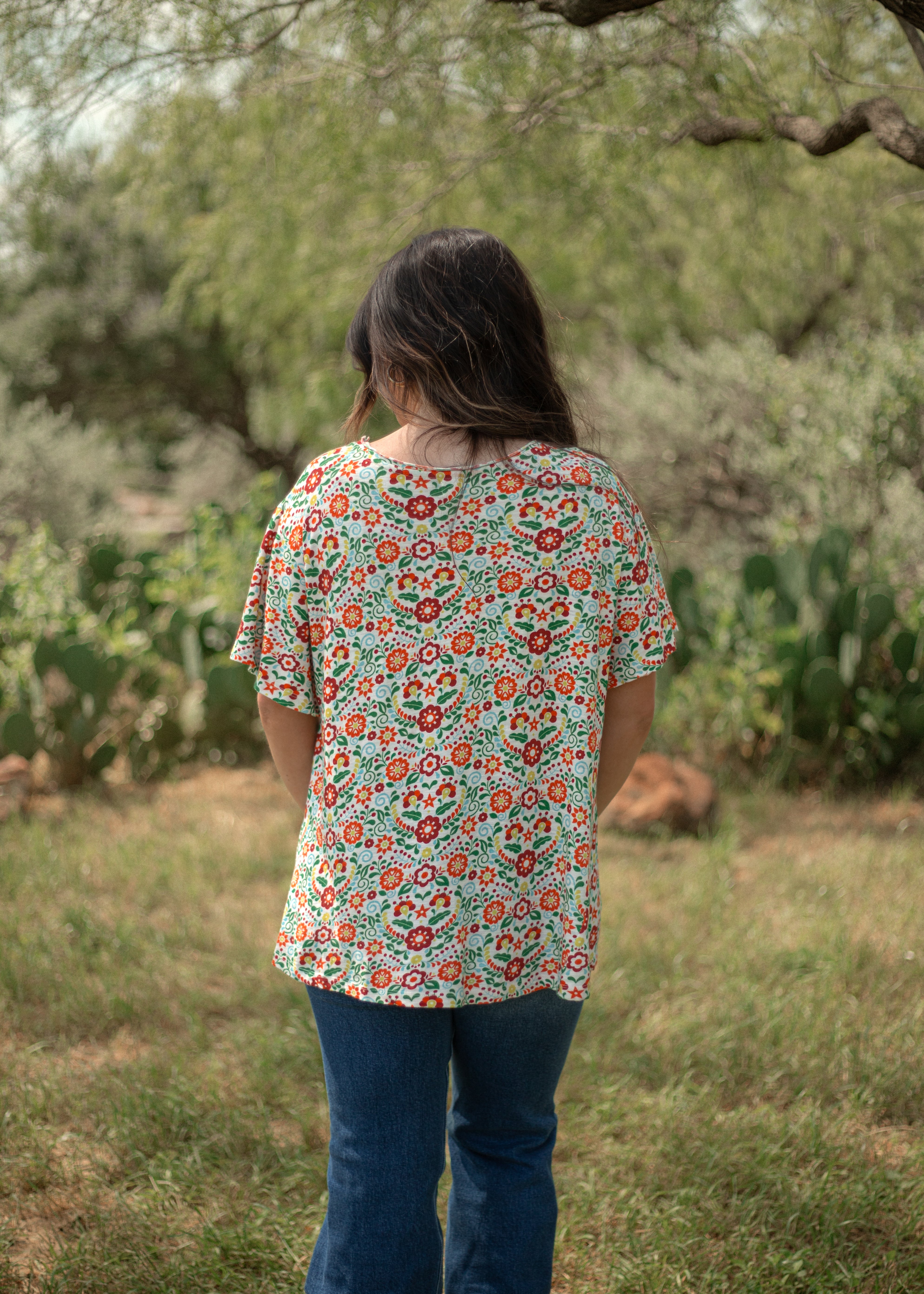 Basic Fiesta Multi Color Short Sleeve Tee Back