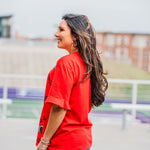 Touchdown Red Elbow Sleeve Top Side