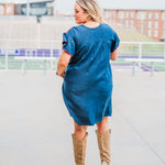 Wimberly Red Embroidery Short Sleeve Denim Dress Back