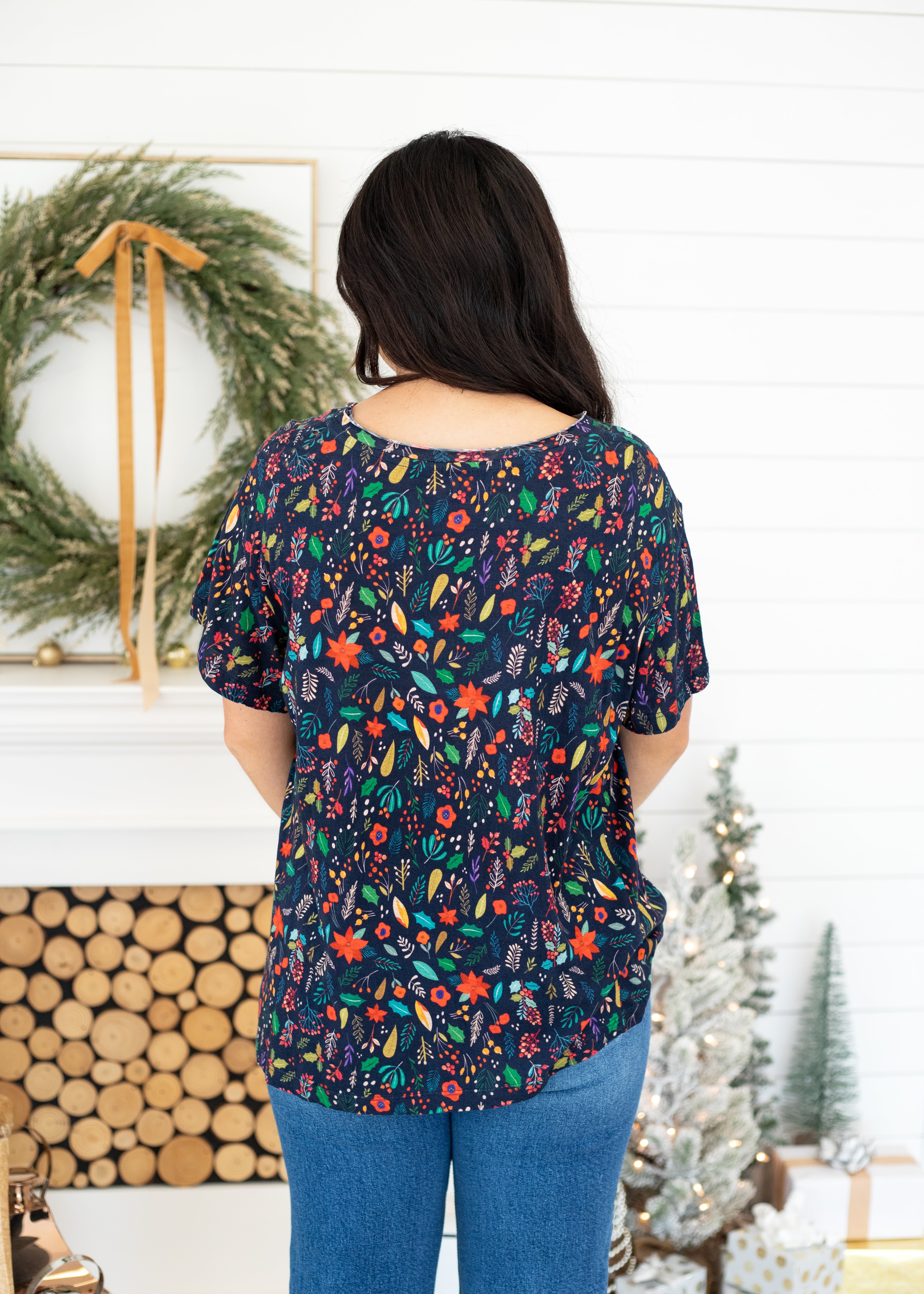 Basic Poinsettia Poppy Short Sleeve Tee Back