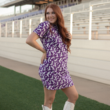 Tailgate White Boot Design Short Sleeve Purple Dress Side