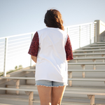 Classy Until Kickoff Maroon Elbow Sleeve White Top Back