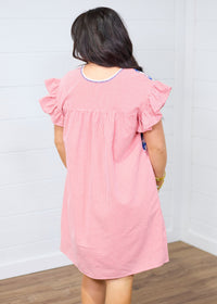Wren Red Gingham Short Sleeve Dress Back