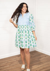 Helen Floral Elbow Sleeve Dress Front