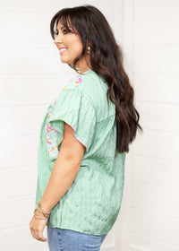 Ada Green Short Sleeve Top Side