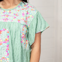 Ada Green Short Sleeve Top Sleeve Detail