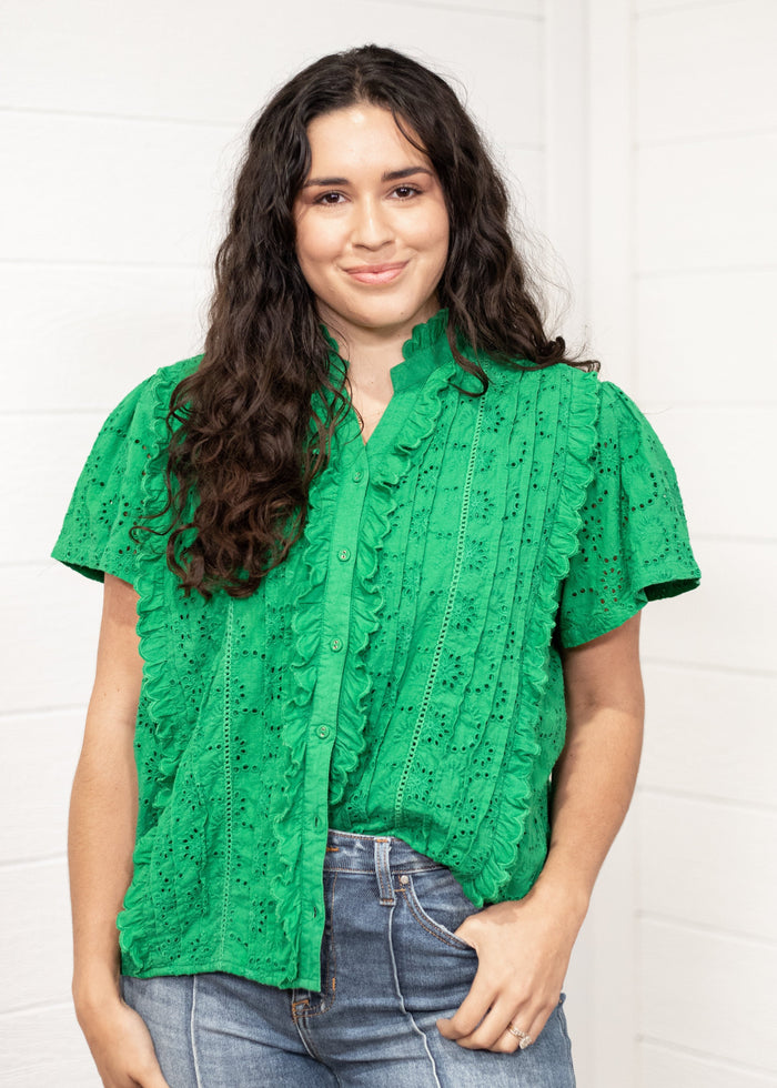 Lilly Green Short Sleeve Top Front 