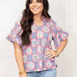 Mia Pink Short Sleeve Top Front