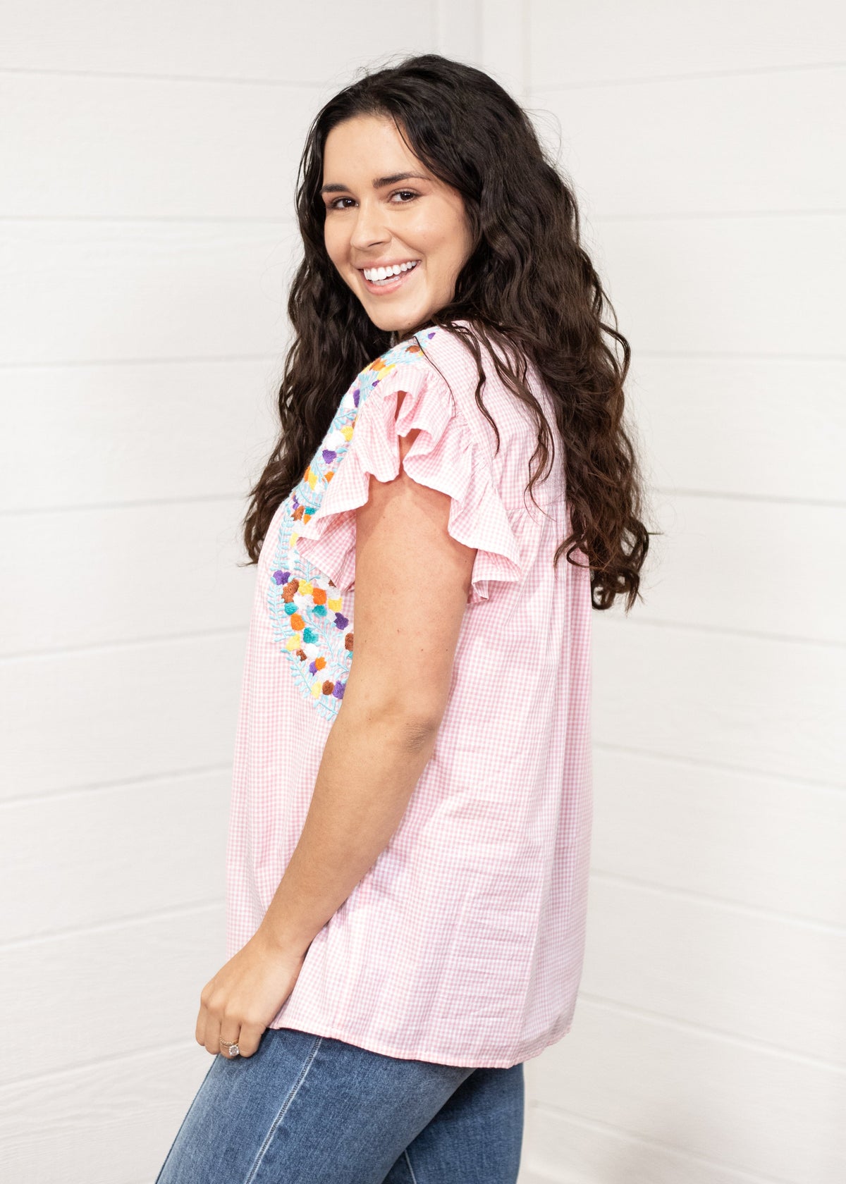 Kinley Pink Short Sleeve Top Side