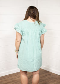 Wren Green Shoulder Sleeve Dress Back