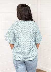 The Bell Blue/Green Short Sleeve Top Back