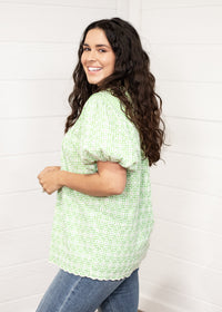 Ellis Green Eyelet Short Sleeve Top Side