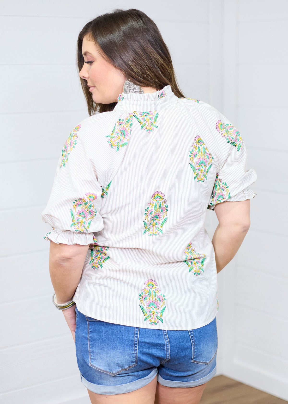 The Courtney Top- Floral Stripe