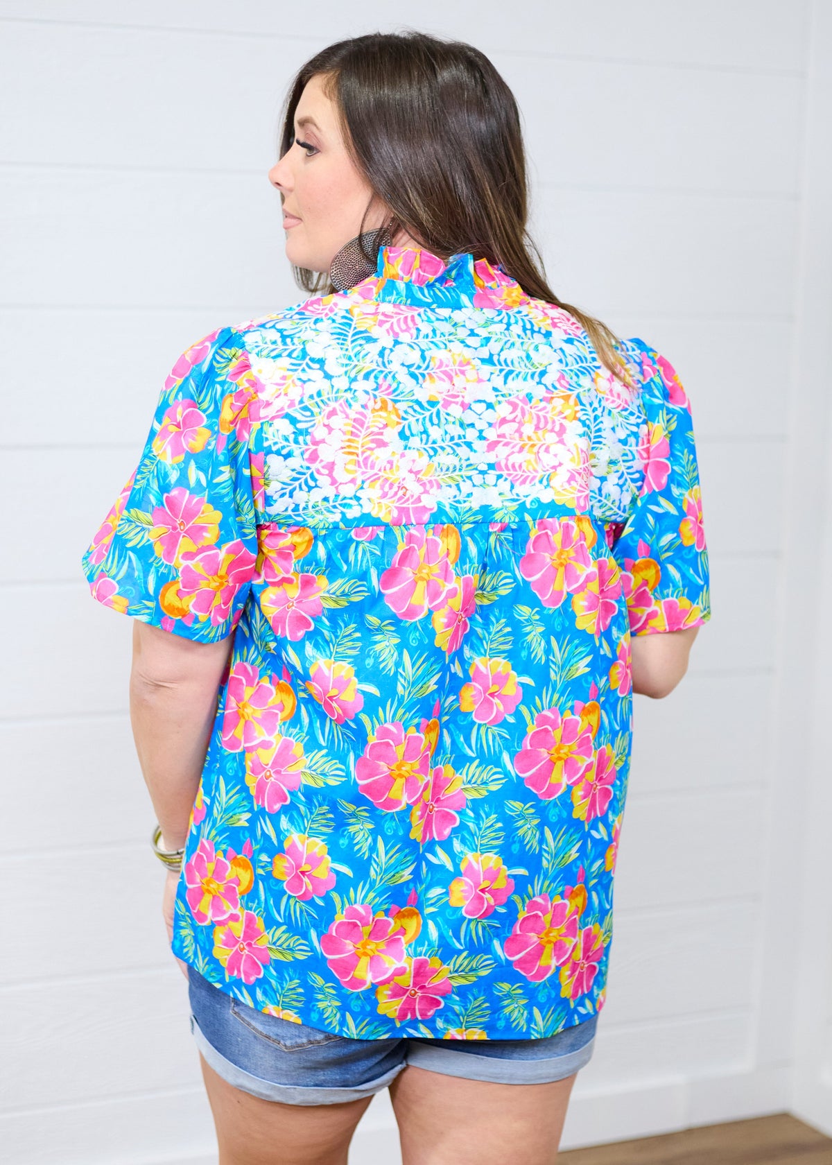 Reece Aloha Floral Short Sleeve Top Back