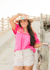 Lifestyle Reece Pink Elbow Sleeve Top 
