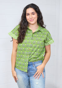 Stevie Green Short Sleeve Top Front