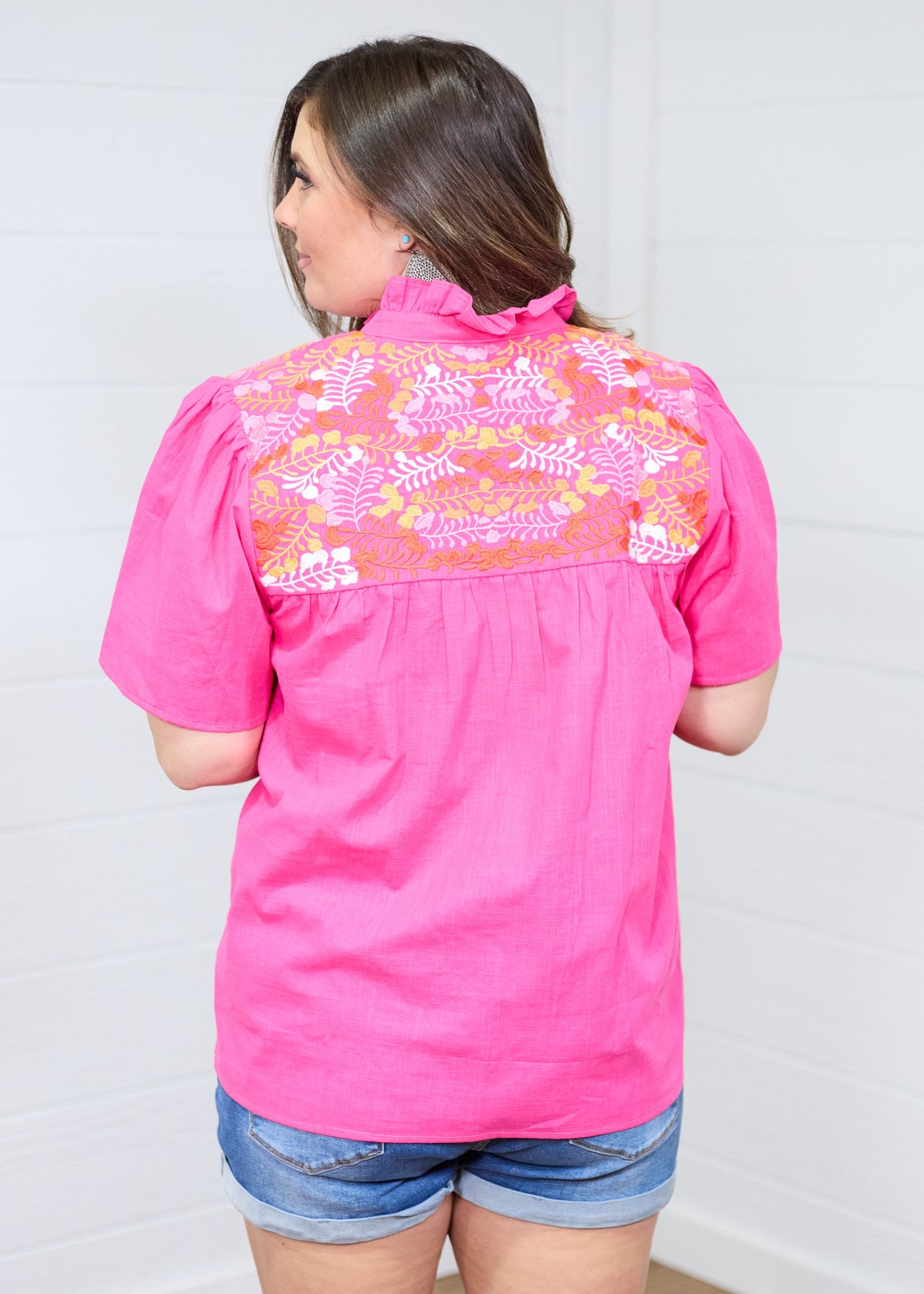Reece Pink Elbow Sleeve Top Back