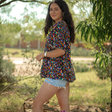 Basic Fiesta Multi Color Short Sleeve Tee Side