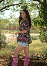 Basic Fiesta Multi Color Short Sleeve Tee Side