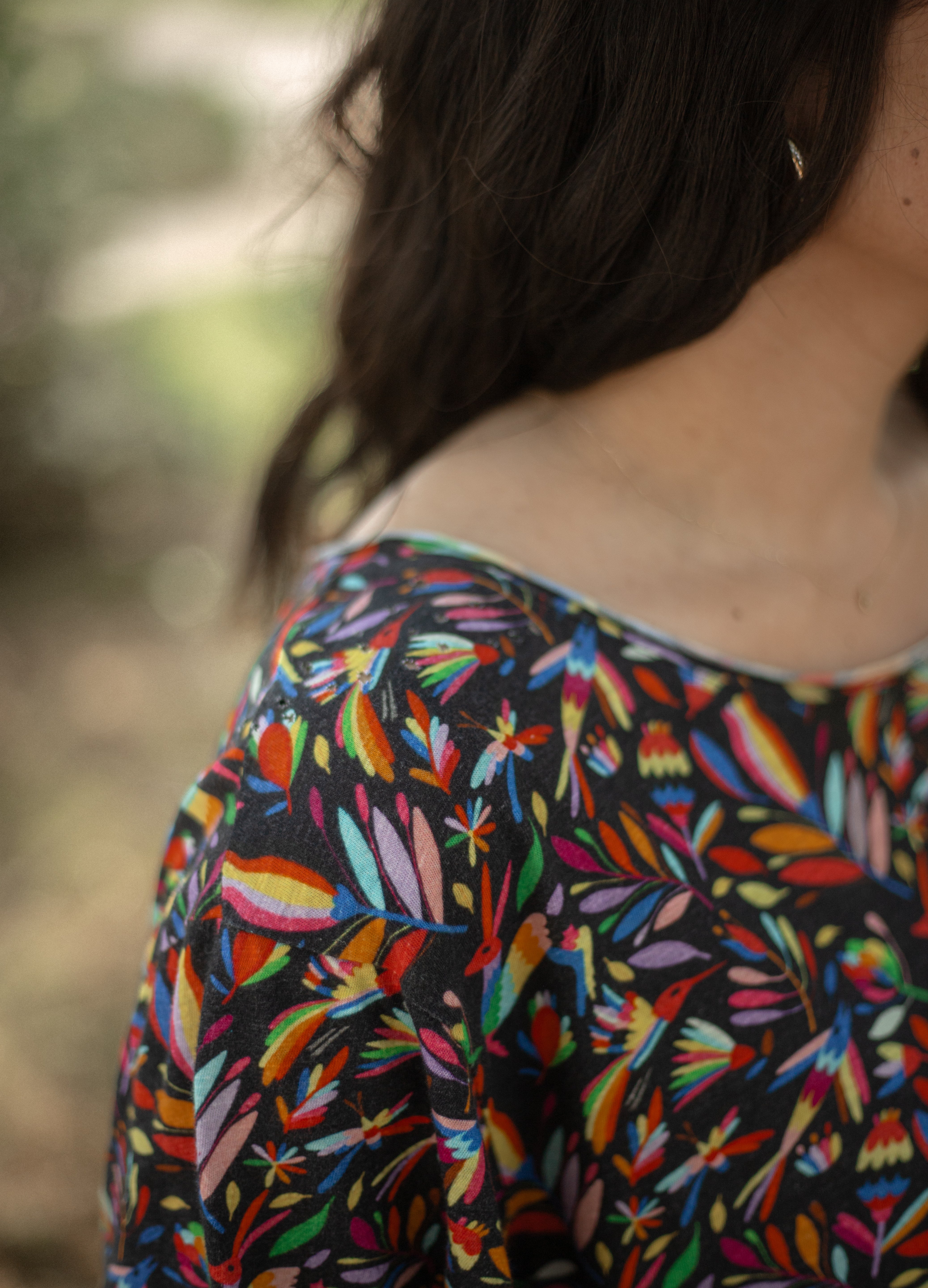 Basic Fiesta Multi Color Short Sleeve Tee Sleeve Detail