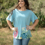 Basic Blue Cactus Garden Short Sleeve Tee Front