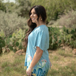 Basic Blue Cactus Garden Short Sleeve Tee Side