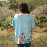 Basic Blue Cactus Garden Short Sleeve Tee Back