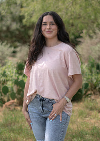 Basic Light Pink Short Sleeve Tee Front