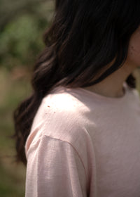 Basic Light Pink Short Sleeve Tee Sleeve Detail