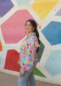 Bridget Multi Color Long Sleeve Top Side