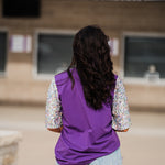 Classy Until Kickoff Grey Short Sleeve Purple Top Back