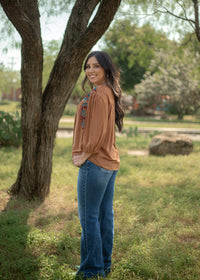 Cheryl Light Brown Long Sleeve Top Side