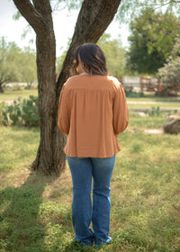 Cheryl Light Brown Long Sleeve Top Back