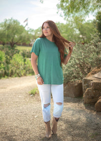 Basic Emerald Green Short Sleeve Tee Front