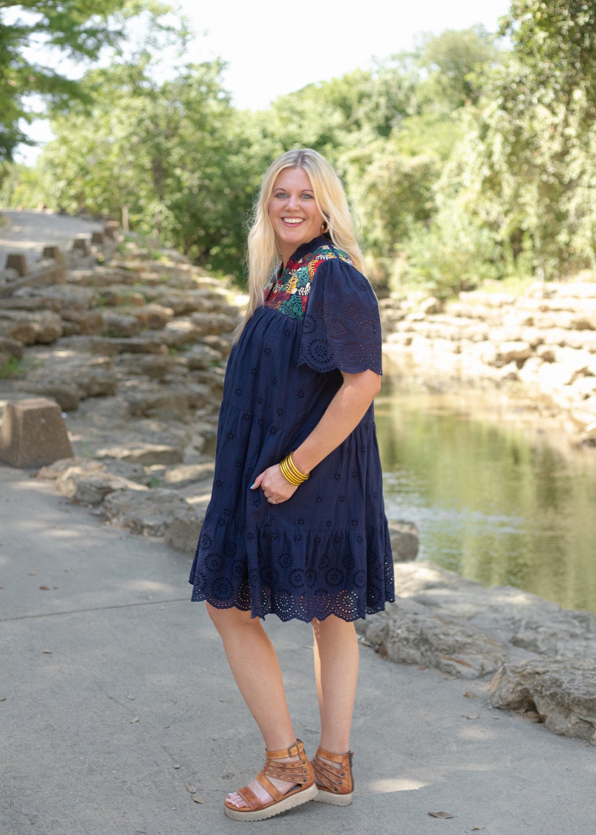 Evie Navy Short Sleeve Dress Side