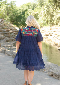 Evie Navy Short Sleeve Dress Back