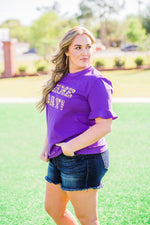 Game Day Embroidered Spirit Tee - Purple/gold