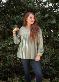 Lifestyle Gia Green Long Sleeve Top