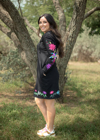 Jill Black Long Sleeve Dress Side