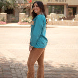 Jodie Blue Long Sleeve Top Side