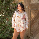 Karen Tan Floral Plaid Pocket Long Sleeve Top Front
