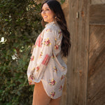 Karen Tan Floral Plaid Pocket Long Sleeve Top Side