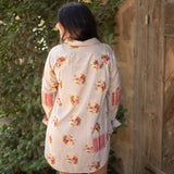 Karen Tan Floral Plaid Pocket Long Sleeve Top Back