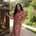 Bella Floral Short Sleeve Knee Length Dress Front