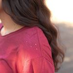 Basic Magic Maroon Short Sleeve Tee Shoulder Detail
