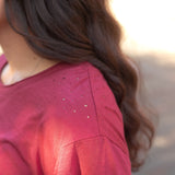 Basic Magic Maroon Short Sleeve Tee Shoulder Detail