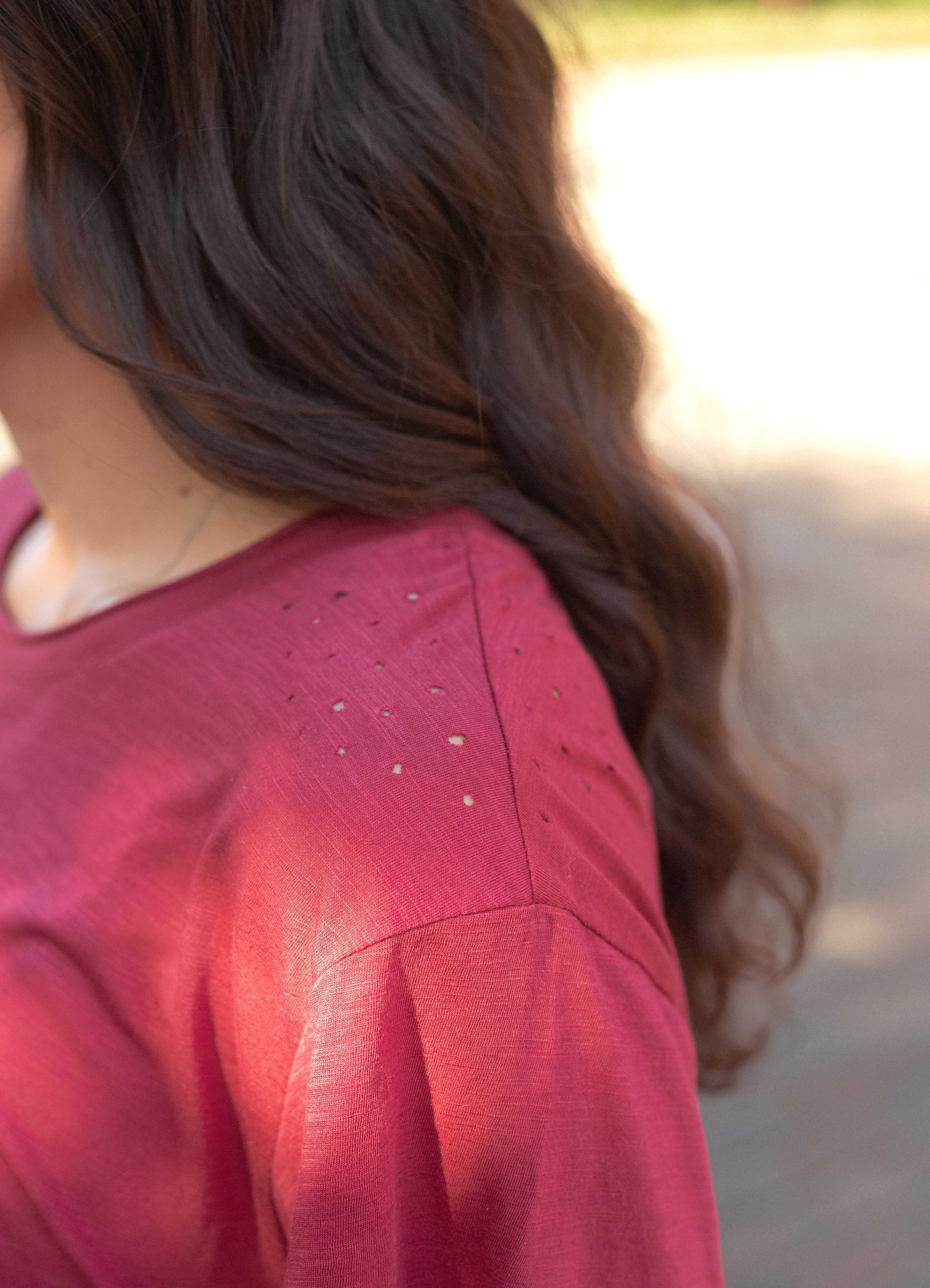 Basic Magic Maroon Short Sleeve Tee Shoulder Detail