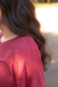 Basic Magic Maroon Short Sleeve Tee Shoulder Detail